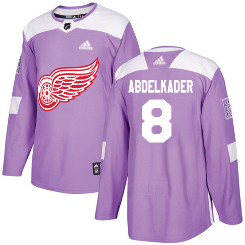 Adidas Red Wings #8 Justin Abdelkader Purple Authentic Fights Cancer Stitched NHL Jersey